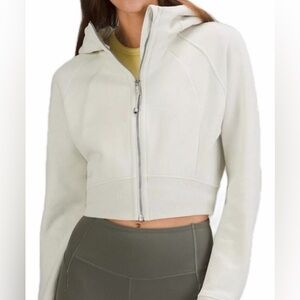Lululemon Cream Beige Crop half zip Scuba Hoodie Sz XS/S Excellent Condition